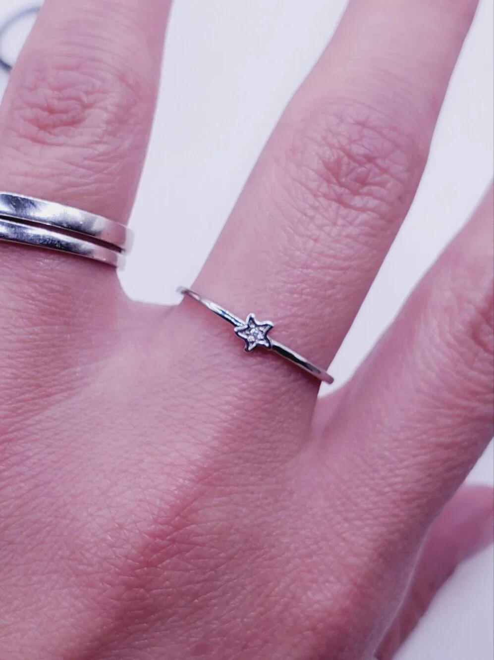 Silver Starburst Dainty Ring - Delicate Star Design